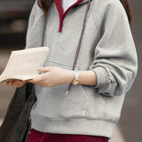 Casual Color-Block Drawstring Hooded Sweatshirt
