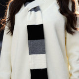 Casual Versatile Color-Block Scarf Pullover Knitted Top