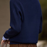 Casual Versatile V-Neck Fake Two-Piece Striped Knitted Top