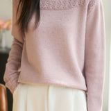 Casual Versatile Solid-Color Rhinestone Cable-Knit Hollow-Out Knitted Top