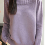 Casual Versatile Solid-Color Rhinestone Cable-Knit Hollow-Out Knitted Top