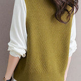 Casual Versatile Solid-Color V-Neck Double-Button Vest