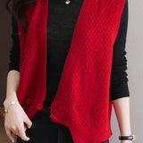 Casual Versatile Solid-Color V-Neck Double-Button Vest