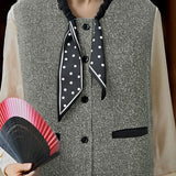 Casual Versatile Color-Block Polka Dot Scarf Vest