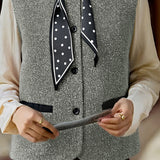 Casual Versatile Color-Block Polka Dot Scarf Vest