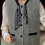Casual Versatile Color-Block Polka Dot Scarf Vest