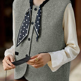 Casual Versatile Color-Block Polka Dot Scarf Vest
