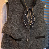 Casual Versatile Color-Block Polka Dot Scarf Vest