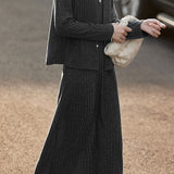 Casual Versatile A-Line Dress And Knitted Cardigan Two-Piece Set