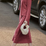 Casual Versatile A-Line Dress And Knitted Cardigan Two-Piece Set