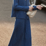 Casual Versatile A-Line Dress And Knitted Cardigan Two-Piece Set