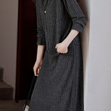 Casual Versatile A-Line Dress And Knitted Cardigan Two-Piece Set
