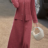Casual Versatile A-Line Dress And Knitted Cardigan Two-Piece Set