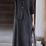 Casual Versatile A-Line Dress And Knitted Cardigan Two-Piece Set
