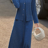 Casual Versatile A-Line Dress And Knitted Cardigan Two-Piece Set