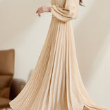 Elegant Temperament Ruched Waist Lantern Sleeve Dress