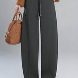 Casual Versatile Solid-Color Straight Wide-Leg Pants