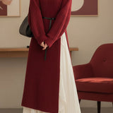 Casual Versatile Color-Block High-Slit Knitted Sweater Cami Dress Two-Piece Set