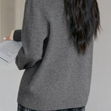 Casual Minimalist Pullover Fake Two-Piece Striped Paneled Sweater