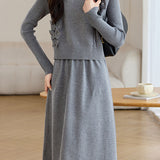 Casual Vest Lapel Minimalist Knitted Skirt Set