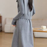Casual Vest Lapel Minimalist Knitted Skirt Set