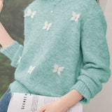 Casual 3D Bow-Decorated Loose Knitted Top