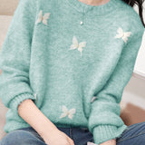 Casual 3D Bow-Decorated Loose Knitted Top