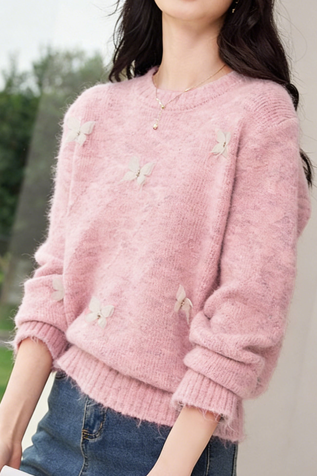 Casual 3D Bow-Decorated Loose Knitted Top