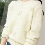 Casual 3D Bow-Decorated Loose Knitted Top