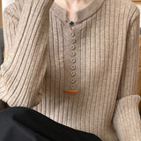 Casual Elegant Ribbed V-Neck Knitted Top