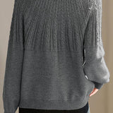 Casual Versatile Color-Block Bow-Knot Tie Cable-Knit Cardigan