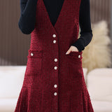 Elegant Waistcoat A-Line Wool Dress