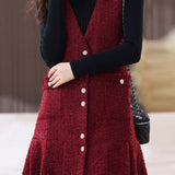 Elegant Waistcoat A-Line Wool Dress
