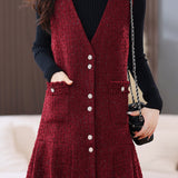 Elegant Waistcoat A-Line Wool Dress