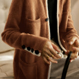 Casual Versatile Color-Block Cardigan with Four Patch Pockets