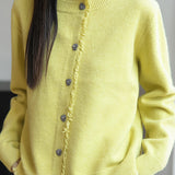 Casual Knit Cardigan with Lace Trimmed Round Neck