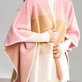 Casual Knit Color-Block Reversible Shawl