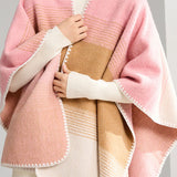 Casual Knit Color-Block Reversible Shawl