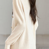 Casual Elegant Half-High Neck Long-Sleeve Mid-Length Knitted Dress