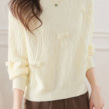 Casual Crew Neck Bow-Knot Knitted Pullover Sweater