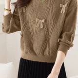 Casual Crew Neck Bow-Knot Knitted Pullover Sweater