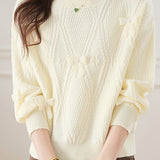 Casual Crew Neck Bow-Knot Knitted Pullover Sweater