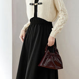 Casual Color-Block Gold Heart Button Knitted Cardigan Dress Two-Piece Set