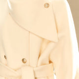Casual Scarf Collar Gold Button Double-Faced Woolen Coat