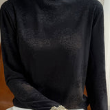 Casual Half-High Neck Jacquard Embroidered Knitted Top