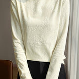 Casual Half-High Neck Jacquard Embroidered Knitted Top
