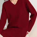 Casual Versatile V-Neck Lace Knitted Dress