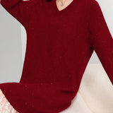 Casual Versatile V-Neck Lace Knitted Dress