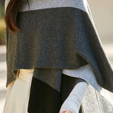 Casual Wool Versatile Color-Block Shawl