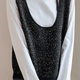 Casual Versatile U-Neck Sequined Sleeveless Vest